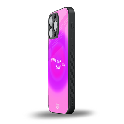 happy mind back phone cover | glass case for iphone 16 pro max