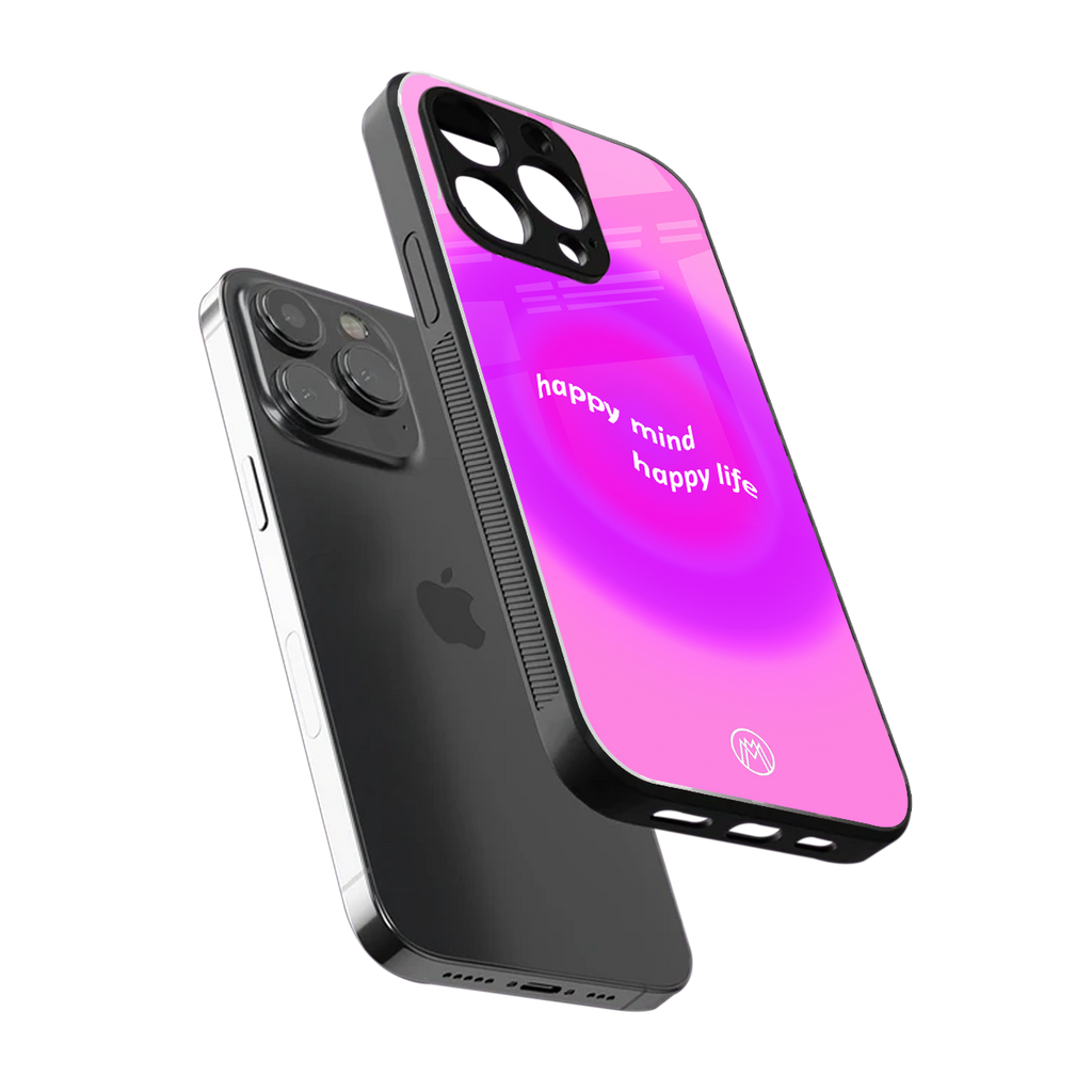 happy mind back phone cover | glass case for iphone 16 pro