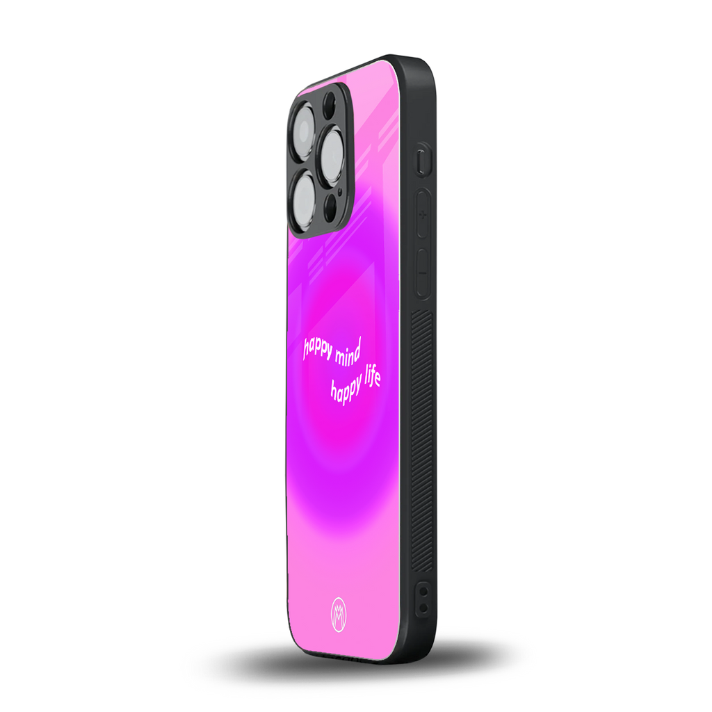 happy mind back phone cover | glass case for iphone 16 pro