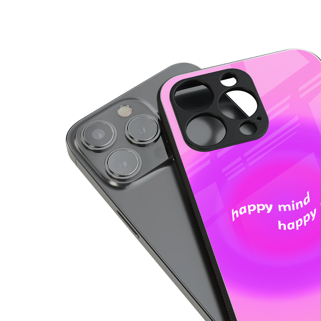happy mind back phone cover | glass case for iphone 14 pro max