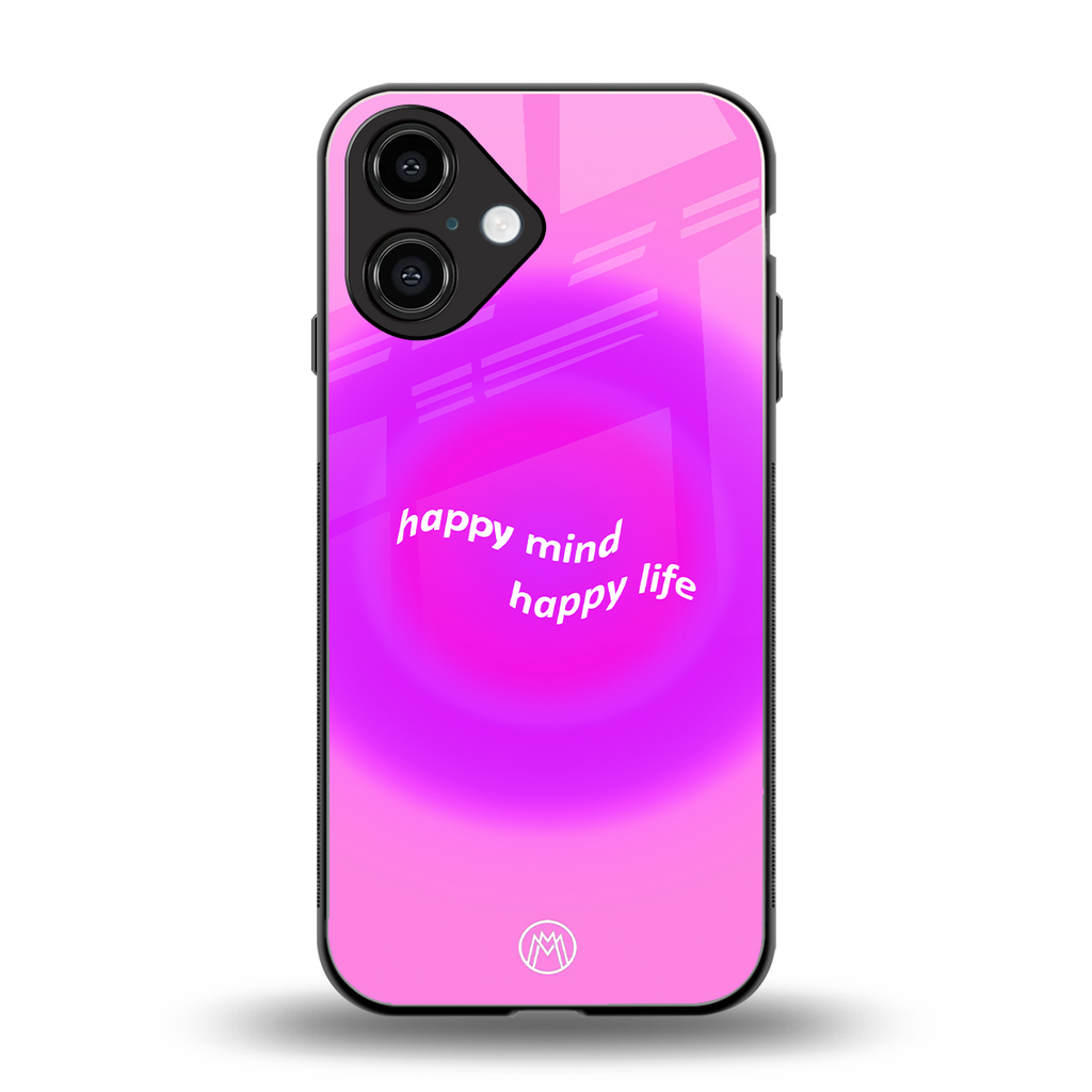 happy mind back phone cover | glass case for iphone 16