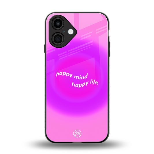happy mind back phone cover | glass case for iphone 16