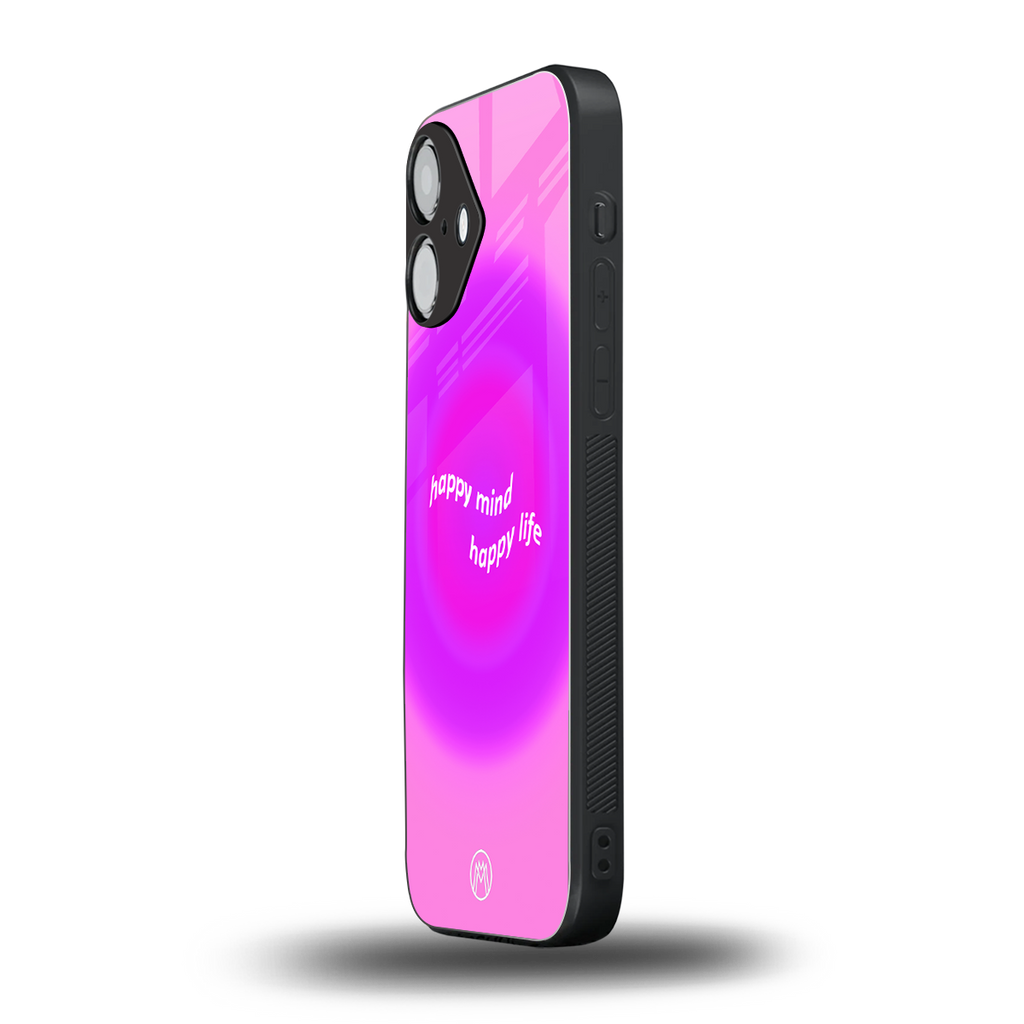 happy mind back phone cover | glass case for iphone 16