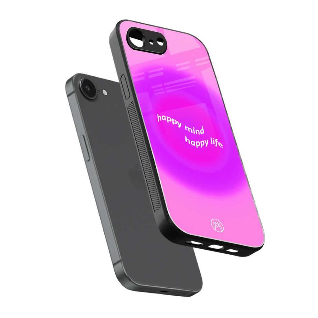 happy mind back phone cover | glass case for iphone 16e