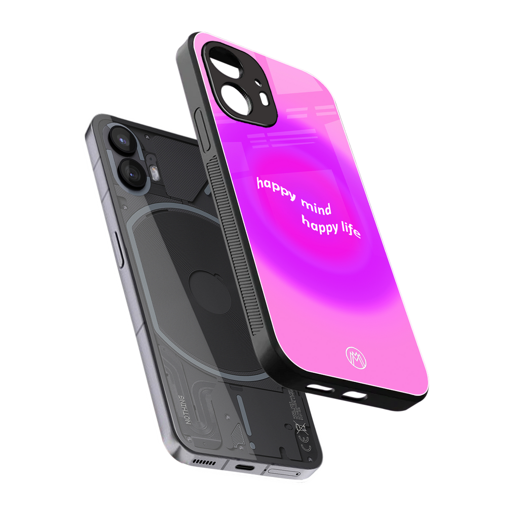 happy mind back phone cover | glass case for nothing phone 2