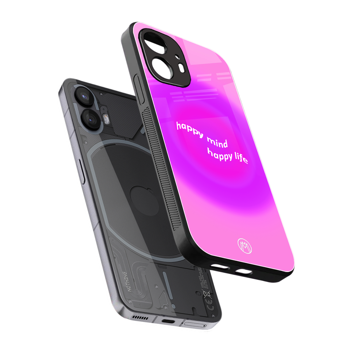 happy mind back phone cover | glass case for nothing phone 2