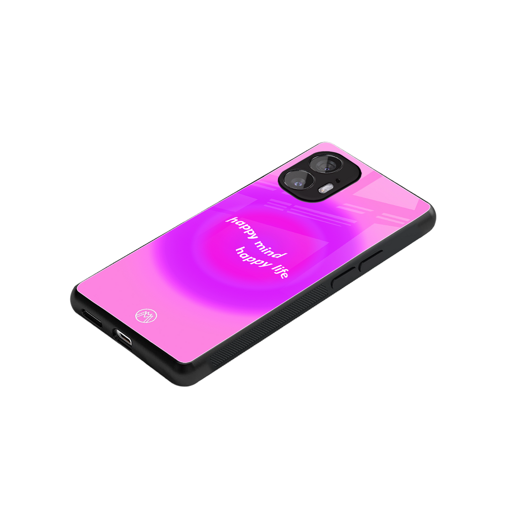 happy mind back phone cover | glass case for nothing phone 2