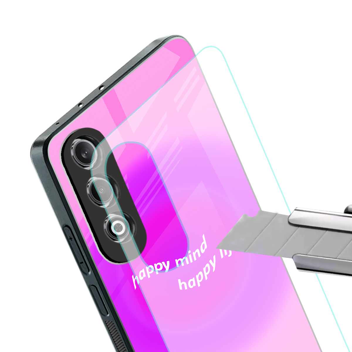 happy mind back phone cover | glass case for oneplus nord ce 4
