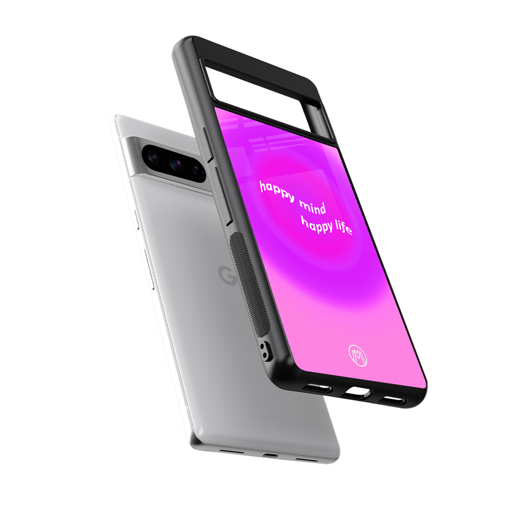 happy mind back phone cover | glass case for google pixel 8 pro