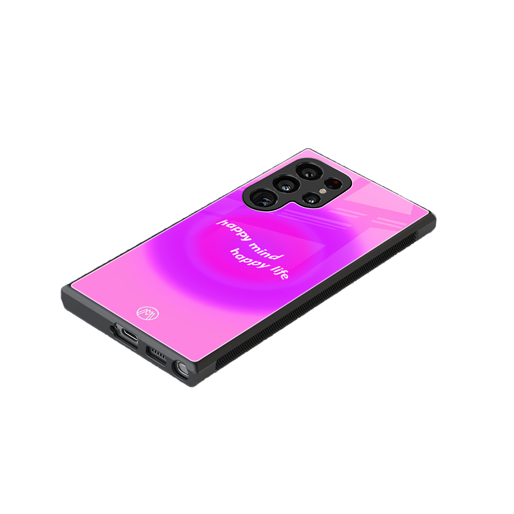 happy mind back phone cover | glass case for samsung galaxy s23 ultra