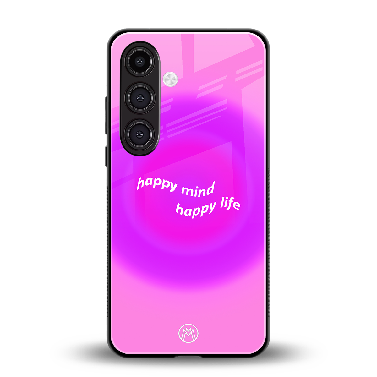 happy mind back phone cover | glass case for samsung galaxy s24 plus
