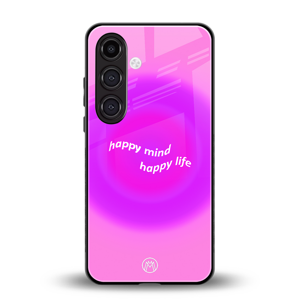 happy mind back phone cover | glass case for samsung galaxy s25 plus