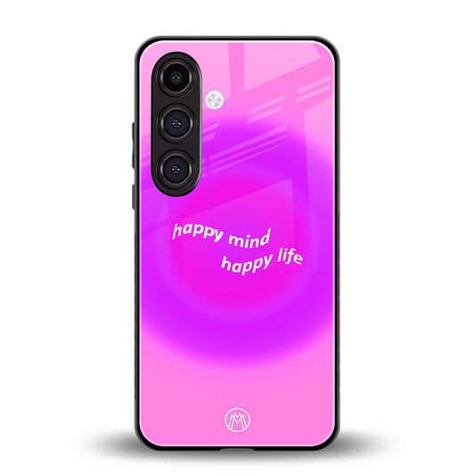 happy mind back phone cover | glass case for samsung galaxy s24 fe