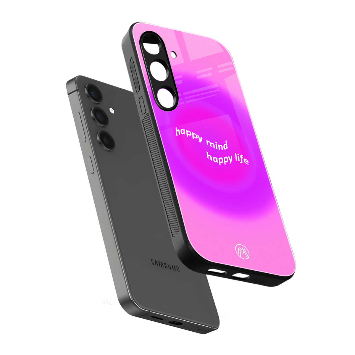 happy mind back phone cover | glass case for samsung galaxy s24 plus