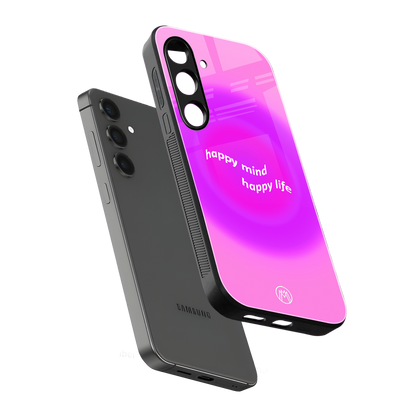 happy mind back phone cover | glass case for samsung galaxy s24 plus