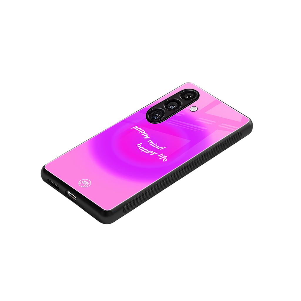 happy mind back phone cover | glass case for samsung galaxy s25 plus