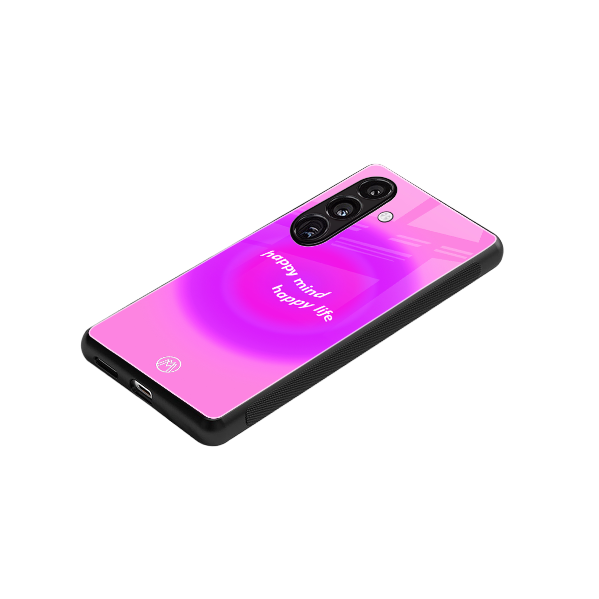 happy mind back phone cover | glass case for samsung galaxy s24 plus