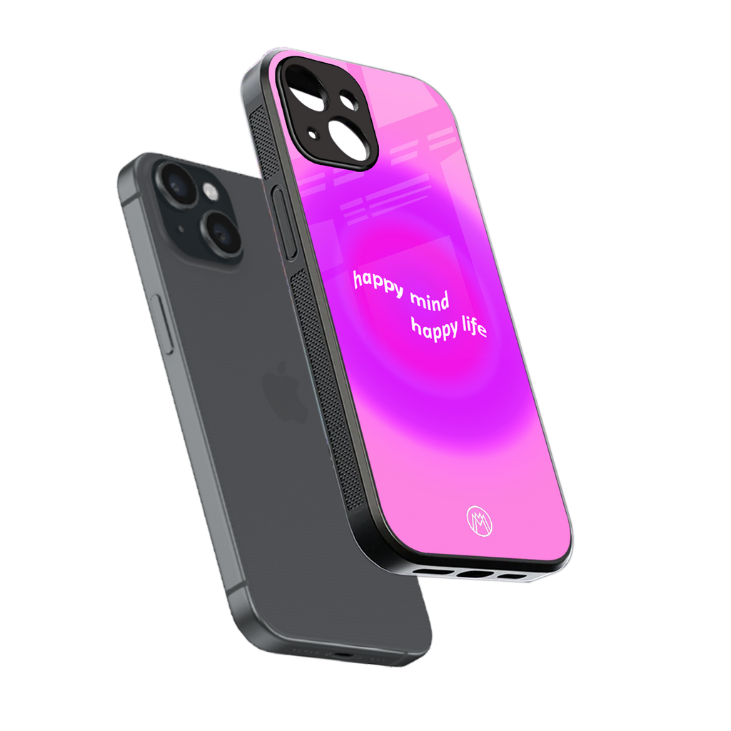 happy mind back phone cover | glass case for iphone 15