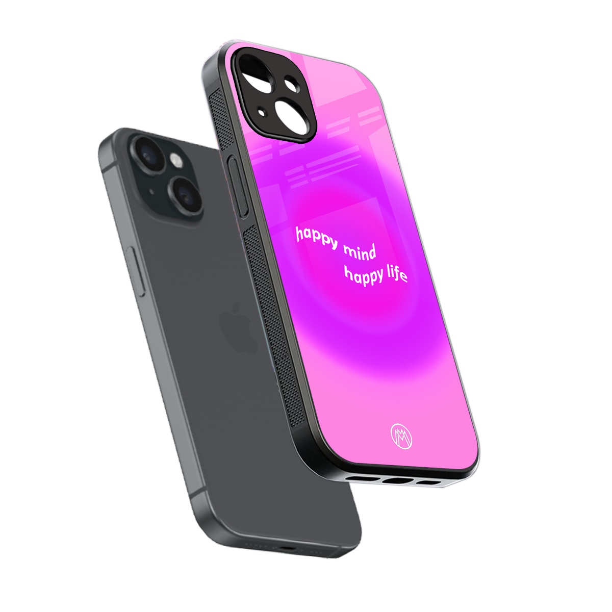 happy mind back phone cover | glass case for iphone 15