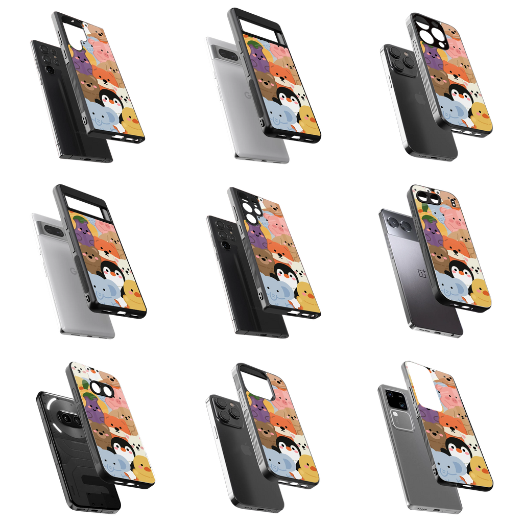 Durable Glass Back Mobile Case for iPhone, Samsung, OnePlus, Google Pixel, Redmi, Vivo, Oppo