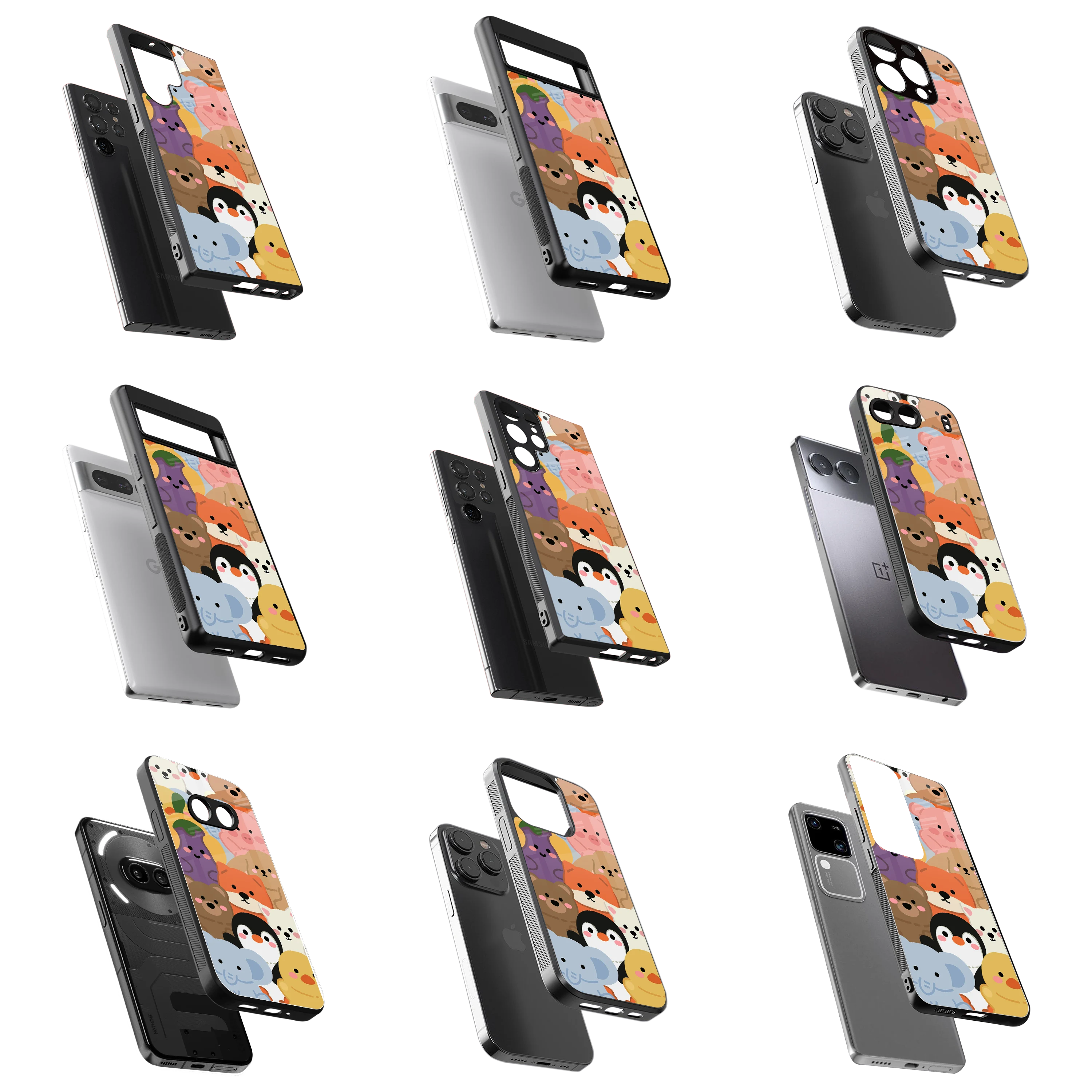 Durable Glass Back Mobile Case for iPhone, Samsung, OnePlus, Google Pixel, Redmi, Vivo, Oppo