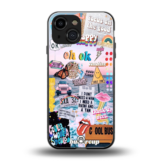 happy sunshine aesthetic collage back phone cover | glass case for iphone 13 mini