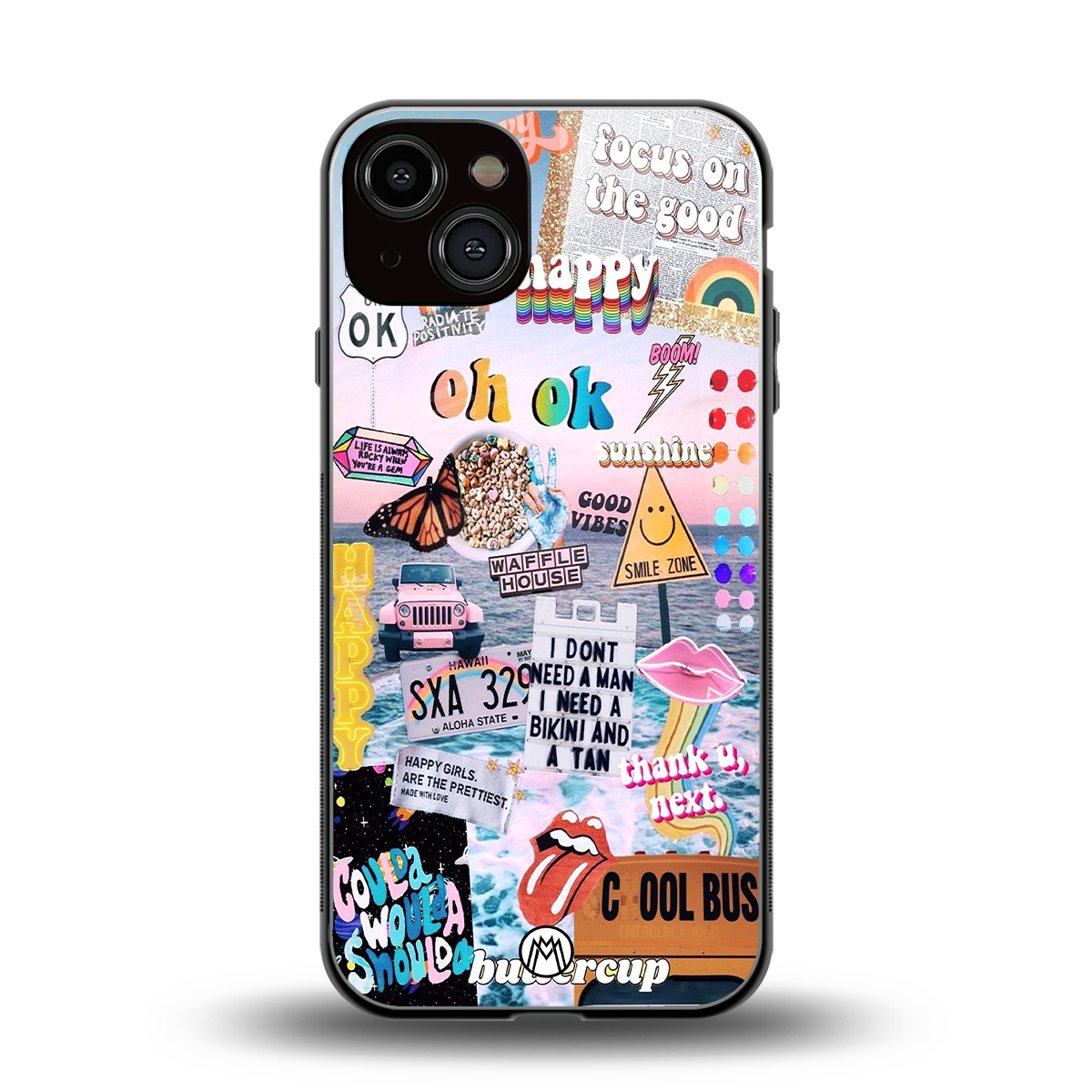 happy sunshine aesthetic collage back phone cover | glass case for iphone 13