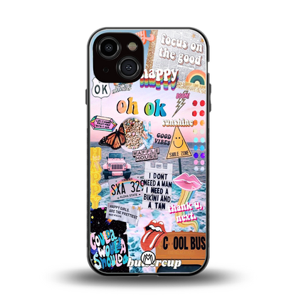happy sunshine aesthetic collage back phone cover | glass case for iphone 13