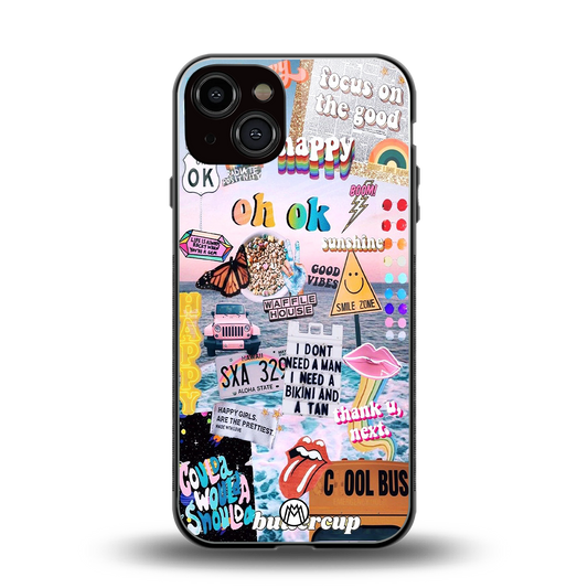 happy sunshine aesthetic collage back phone cover | glass case for iphone 13