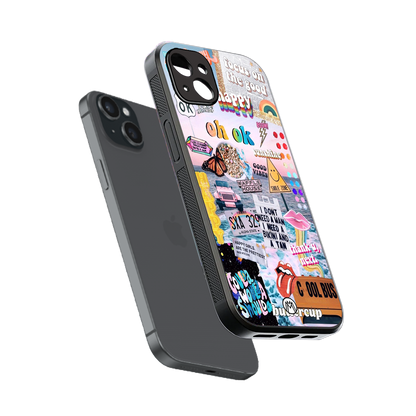 happy sunshine aesthetic collage back phone cover | glass case for iphone 14 plus