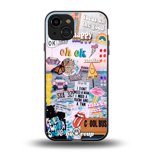 happy sunshine aesthetic collage back phone cover | glass case for iphone 15