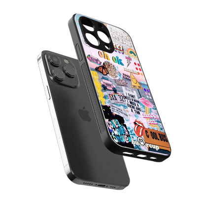 happy sunshine aesthetic collage back phone cover | glass case for iphone 15 pro