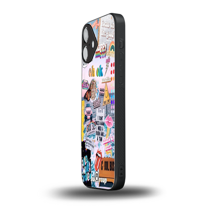 happy sunshine aesthetic collage back phone cover | glass case for iphone 16 plus