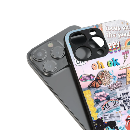 happy sunshine aesthetic collage back phone cover | glass case for iphone 16 pro max