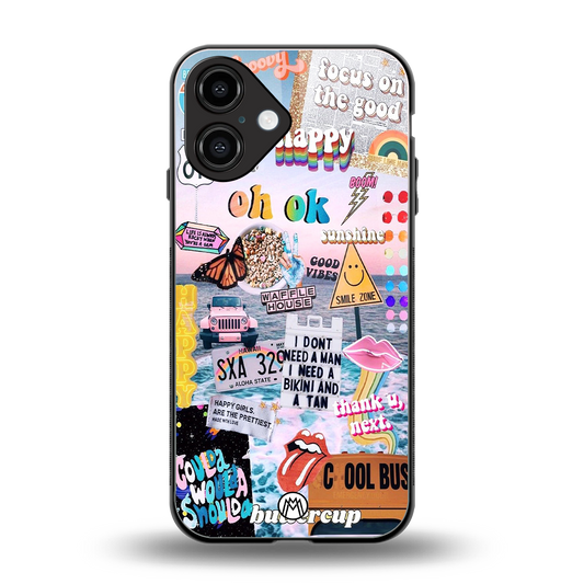 happy sunshine aesthetic collage back phone cover | glass case for iphone 16