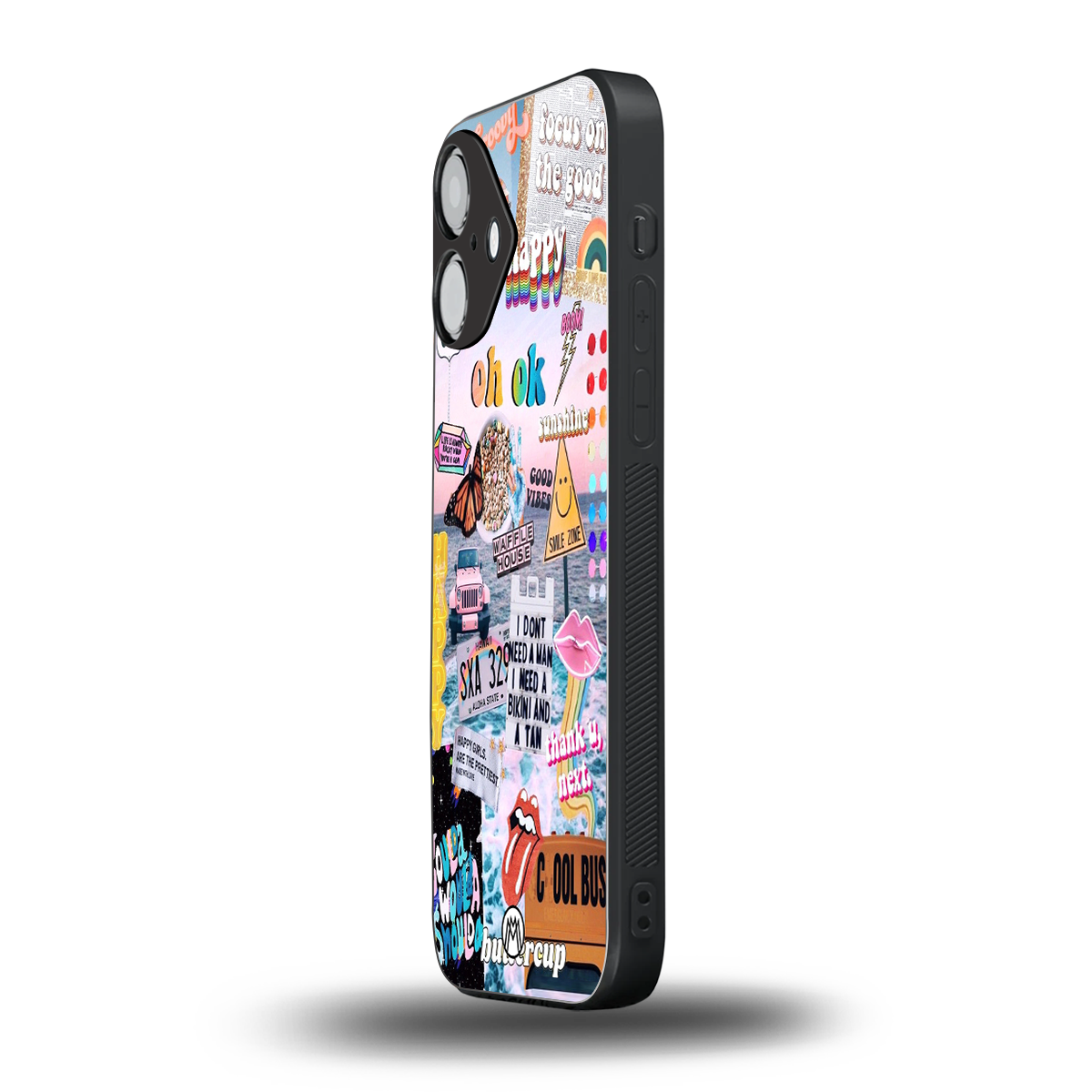 happy sunshine aesthetic collage back phone cover | glass case for iphone 16