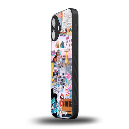 happy sunshine aesthetic collage back phone cover | glass case for iphone 16