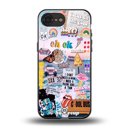 happy sunshine aesthetic collage back phone cover | glass case for iphone 16e