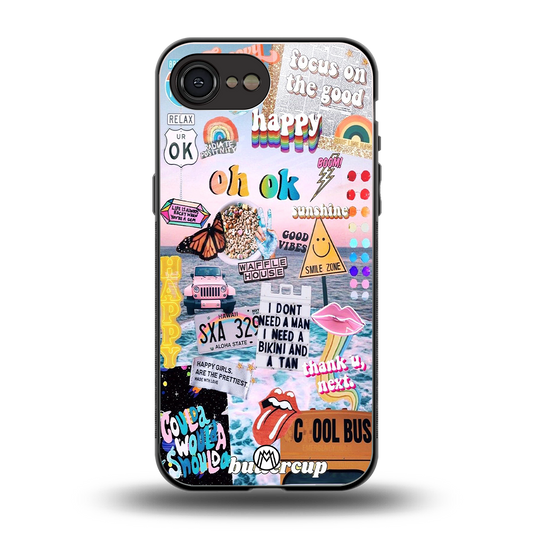 happy sunshine aesthetic collage back phone cover | glass case for iphone 16e