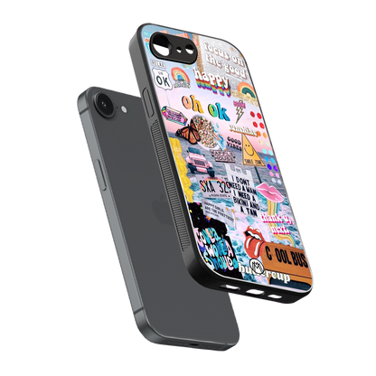 happy sunshine aesthetic collage back phone cover | glass case for iphone 16e