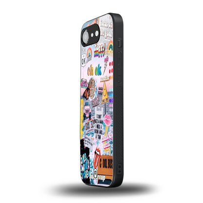 happy sunshine aesthetic collage back phone cover | glass case for iphone 16e
