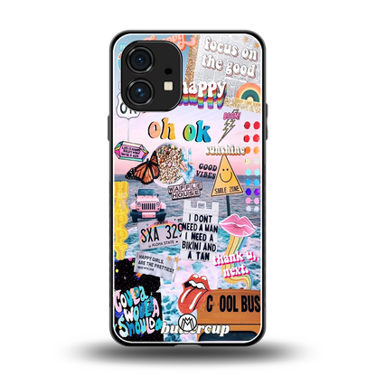 happy sunshine aesthetic collage back phone cover | glass case for nothing phone 1