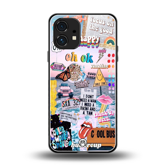 happy sunshine aesthetic collage back phone cover | glass case for nothing phone 1