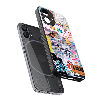 happy sunshine aesthetic collage back phone cover | glass case for nothing phone 1