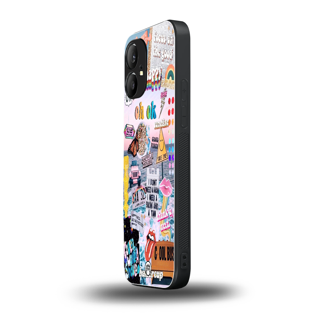happy sunshine aesthetic collage back phone cover | glass case for nothing phone 1
