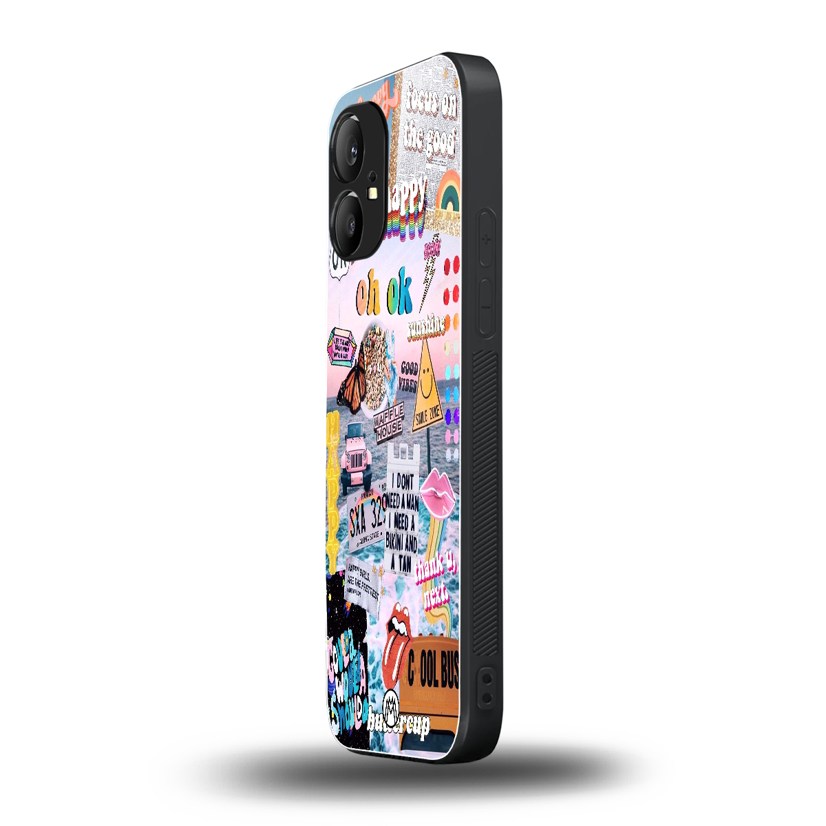 happy sunshine aesthetic collage back phone cover | glass case for nothing phone 1