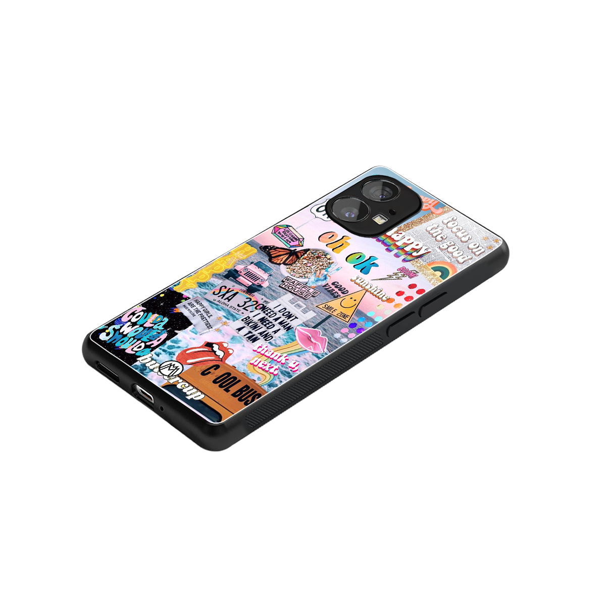 happy sunshine aesthetic collage back phone cover | glass case for nothing phone 1