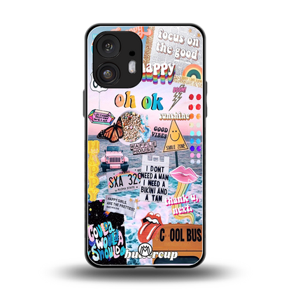 happy sunshine aesthetic collage back phone cover | glass case for nothing phone 2