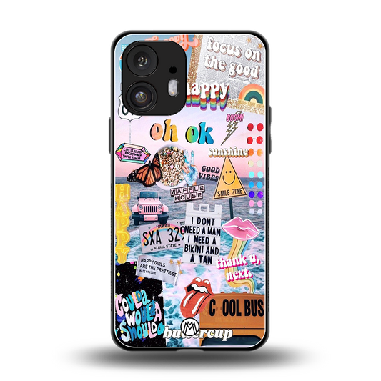 happy sunshine aesthetic collage back phone cover | glass case for nothing phone 2