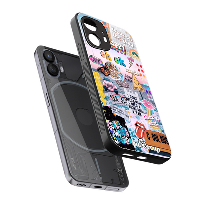 happy sunshine aesthetic collage back phone cover | glass case for nothing phone 2